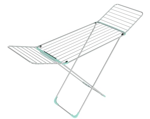 COLOMBO Stendibiancheria Da Pavimento 20MT - Griglie,Fili in Alluminio - Gambe in Acciaio Verniciato - Antiscivolo - Pieghevole Salvaspazio - Accessorio Porta Calze - Interno e Esterno - Made in Italy