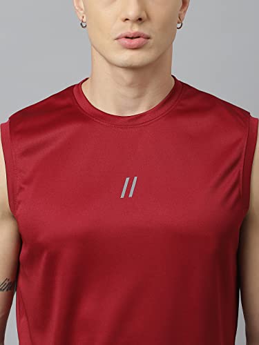 Image of ATICX Men's Polyester Sports Sleeveless T Shirt - Gym Vest, Workout Sando, Training Tank Top, Cut Sleeves Quick Dry Tee for Running, Swimming, Badminton, Fitness & Sports