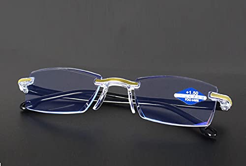 Image of AUGEN Blue Block Rimless Reading Glasses Gold Clear Unisex Free Size Power (+1.00, Pack Of 1)