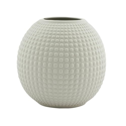 Point-Virgule jarrón bajo de cerámica, decoración del hogar con diseño elegante, gris claro, 14x13cm