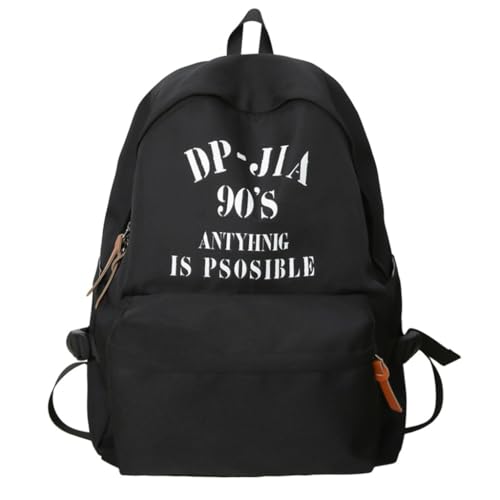 Cartable en nylon noir de grande capacité pour les cours et les livres des étudiantes