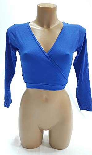 Maglioncino da Balletto Cotone Giacca Danza per Bambini e Donne Made Italy Cardigan Golfino Scaldaspalle (Cotone BlueElettrico, 5)