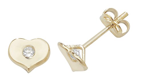 Boucles d'oreilles coeur or 375/1000 femme oxyde de zirconium 6x7mm WJS1867