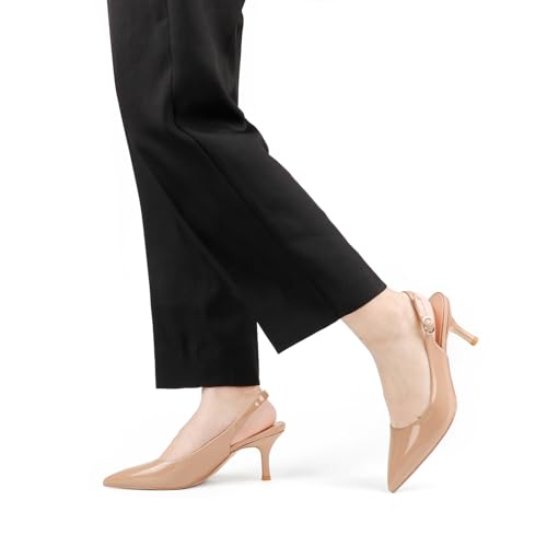 Image of JOY IN LOVE Slingback Kitten Heels for Women Closed Pointed Toe Pumps Dress Shoes