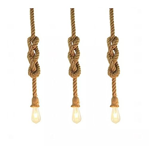 Kit Com 3 Luminaria Pendente Corda Retro Vintage Rústico