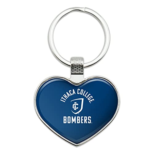 Ithaca College Bombers Logo Keychain Heart Love Metal Key Chain Ring