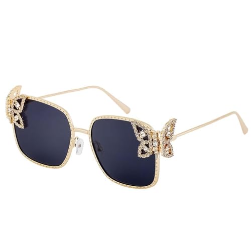 Lunettes de soleil papillon strass luxe MUTYNE en métal avec protection UV400 style vintage