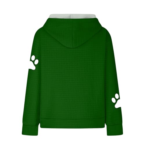 Kapuzenpullover Damen,Hoodie Damen Sweatshirt Frühling Pullover Kapuzenpullover Mit Hundemotiv Bequemes Kängurutasche Lässiger Stil Für Und Teenager Klamotten（04-Dunkelgrün,S）