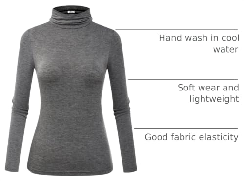 Image of Herou Womens Long Sleeve Turtleneck Slim Fitted Lightweight Casual Active Layer Tops Shirts