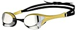 arena Cobra Ultra Racing Swim Goggles for Men and Women, Silver / Gold, Swipe Anti-Fog Mirror