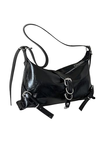 SweatyRocks Women's Leather Shoulder Bag Buckle Top Handle Underarm Bags Shopping Commute Handbag