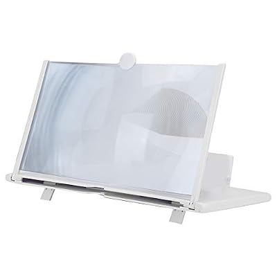 Universal 12in Phone Screen Magnifier, Folding Display Amplifier with Stand, 3-4X HD Acrylic Lens for 3D Video Viewing, Anti - Slip Design for iPhone Android Phones (White)