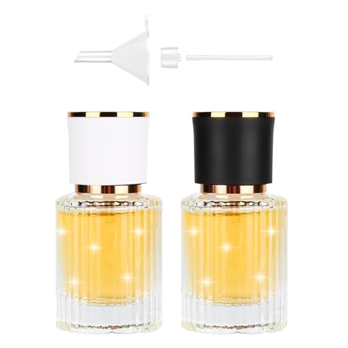 Kaslaider 2 sztuki rozpylaczy perfum, 30 ml wielokrotnego napełniania butelka na perfumy, szklane butelki z rozpylaczem, pusty pojemnik na perfumy z kroplomierzem i klapą dla kobiet lub dziewcząt