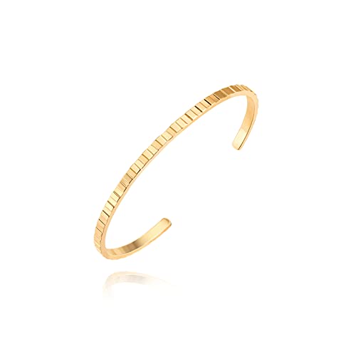 PEARLADA 18k Gold Cuff Bracelet for Women, Chunky Open Bangle Adjustable Bracelet, Trendy Statement Jewelry