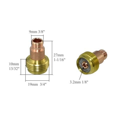 Image of RIVERWELD TIG Gas Lens Stubby Collet Body 45V27S 4C418GS 1 /8'' 3.2mm | TIG Short Wedge Collet Kit for DB SR WP 17 18 26 TIG Welding Torch 10pcs