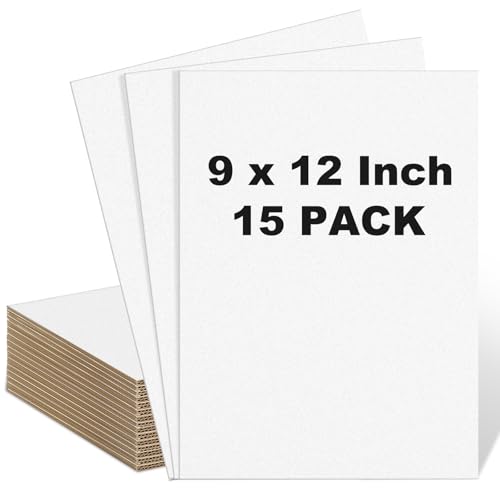 Image of Henoyso 15 Pack 9 x 12 Inch Corrugated Cardboard Sheets Flat Cardboard Sheets Packaging Inserts Flat Square Inserts Squares Separators for Shipping Packing Mailing Crafts(White Single Face)