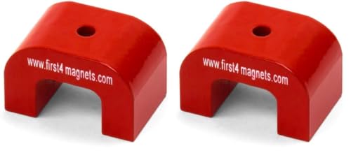 Petit Aimant en Fer á Cheval Alnico Rouge Pour Applications á Haute Température, Ingénierie et Fabrication - 30mm x 20mm x 20mm de 4,5mm - Put de 4,5kg (Lot de 2)
