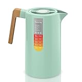 A prueba de fugas: diseñado con una nueva estructura aislada hermética, nuestra tapa a prueba de fugas siempre bloquea la jarra aislada en el lugar correcto. Nuestra jarra de café térmica no gotea ni un solo goteo, incluso con una ligera inclinación.