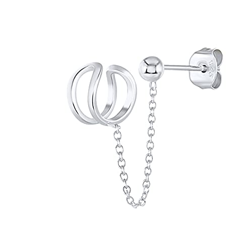 Boucles d'oreilles chain stud et clip à glands pour femmes en solo