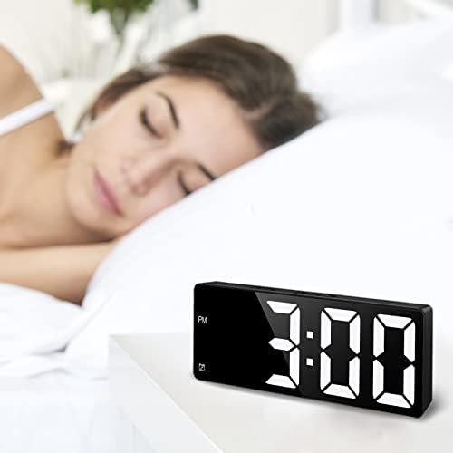 Criacr Digital Alarm Clock, Alarm Clocks Bedside with Large LED Temperature Display, USB/Battery Powered Bedside Clock with Dual Alarms, Voice Control, Snooze, 12/24Hr, Non ticking, for Heavy Sleepers