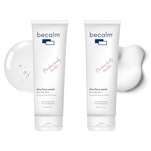 Image of Becalm Daily Salicylic Acid Face Wash for Oily and Acne Prone Skin | Airy face wash for Men & Women | Soap & Sulphate free | Oil, Acne, Dullness, Pore control | Microbiome friendly | With Quaternium - 73 & Prebiotic | No fragrance (2x80ml)