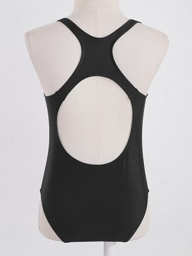 Moily Girls Color Block Racer Cutout Back One Piece Swimsuit Athletic Wetsuit Rash Guard Shirts3