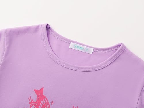 Image of Dvenki Girls Graphic Short Sleeve Crewneck T-Shirt Sizes 6-18 | breathable soft cotton blend, cute graphic prints, summer little and big girls tee, ideal casual wear for school, daily