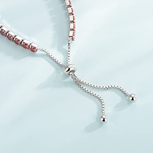 Sterling Silver Birthstone Tennis Bracelets for Women 4mm Tennis Bolo Bracelet Fashion Jewelry Birthday Gifts for Women Wife Mom Her | Adjustable Size 9"3
