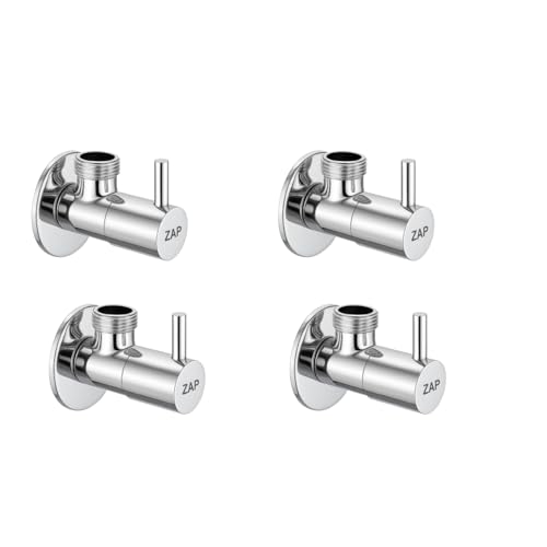 Image of ZAP Brass Angle Valve with Wall Flange - Pack of 6 | Chrome Finish | Durable Brass Valves for Bathroom Tap, Shower, Jet Spray & Geyser