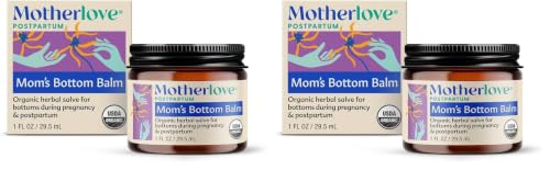 Image of Motherlove Mom's Bottom Balm (1 oz) Organic Herbal Salve w /Witch Hazel for Bottoms During Pregnancy & Postpartum -Non-GMO Ointment (Pack of 2)