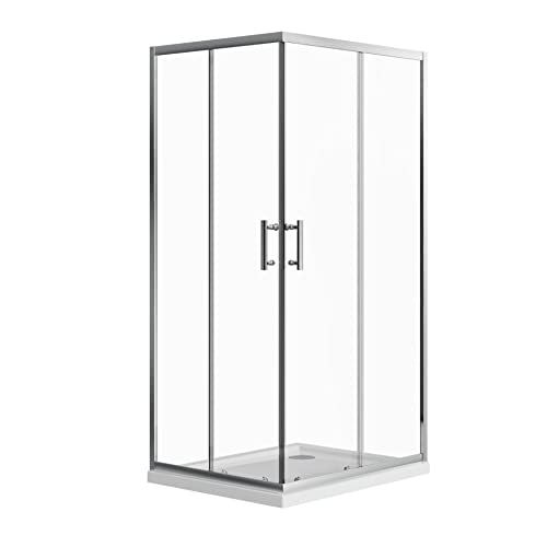 Box doccia 80x100 angolare scorrevole h190 vetro temperato trasparente 6mm trattamento anticalcare maniglia in acciaio inox 304 mod. Tenerife