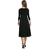 HOTOUCH Women's 3/4 Sleeve Casual Loose Solid Midi T-Shirt Dress (Black XL)