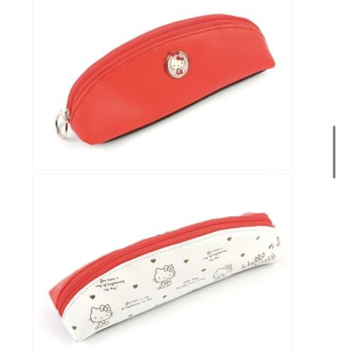 Image of Bandal & Neoul KITTY's Officially Licensed Gold Rimmed Pencil Pouch - 2 Colors (Vivid red)