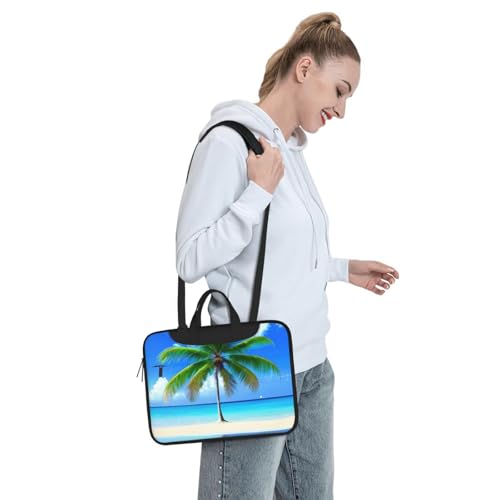 OAZCVBNN Sac polyvalent pour ordinateur portable avec imprimé palmiers et mer transparente, Noir , 13 inch – vue 3