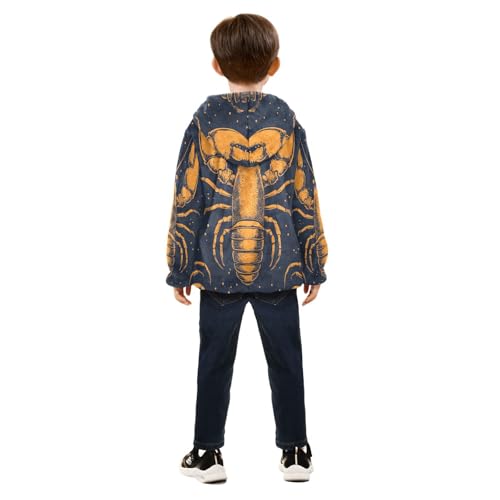 Abstract Lobster Toddler Fleece Jacket Girl Boys Hooded Fleece Jacket Coat Warm Outwear Zip-up 3-10T4