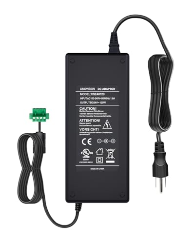 LINOVISION UL Listed DC 54V 2.2A Power Adapter AC 100-240V to DC 54V 2.2A 120W Power Supply Adapter for PoE Switches and PoE NVRs