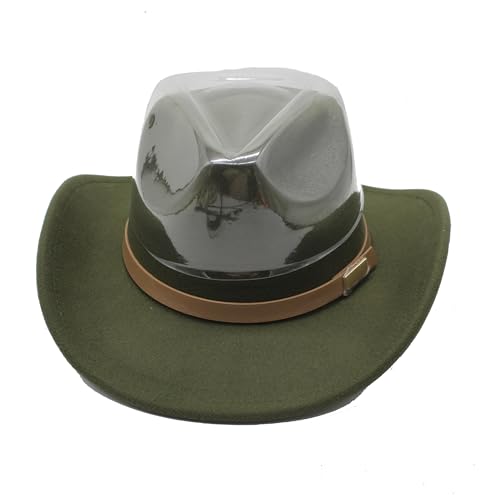 Image of LIDHAY Women Men Classic Felt Wide Brim Western Cowboy Cowgirl Hat with Belt Buckle