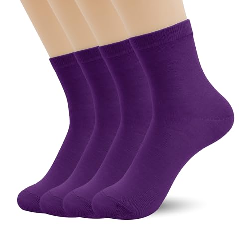 Image of Azwelier Unisex Colorful Quarter Ankle Athletic Socks Breathable Cotton Blend Crew Style 4 Pairs Pack