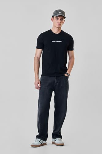 Image of SNITCH Men Jeans | Baggy Fit Relaxed Wide-Leg Design | Durable Cotton Blend with Medium Stretch & Light Fading | Casual Wear for All Seasons