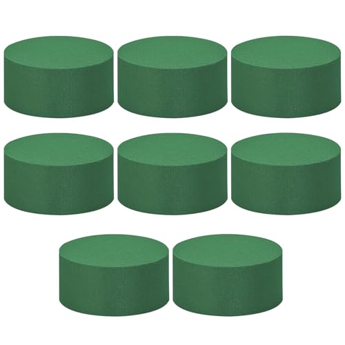 8Pcs Round Floral Foam Blocks, Florist Foams Blocks, Dry Florist Foam Brick, Wet Brick Floral Foam Block, Green Wet Dry Flower Foam for Garden Decor DIY Craft, Party Decoration, Flower Arrangements