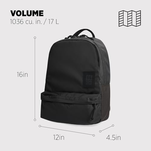 Topo Designs Dash Pack, Lightweight Laptop Backpack, 100% Recycled Materials, Fair Wear + WRAP Certified, 17L (Black)3