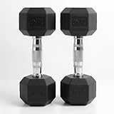 Hex Dumbbells Pair (2.5kg–30kg) | Rubber-Encased Cast Iron Hand Weights Anti-Roll Hex Design Strength Training & Home Gym Fitness Equipment for Men & Women (Black, 25KG Pair)