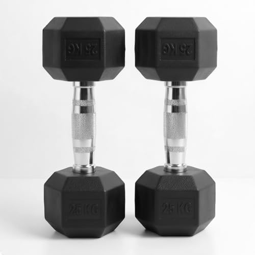 Hex Dumbbells Sets 2.560kg | Heavy-Duty Rubber-Coated Cast Iron Weights Anti-Roll Hex Design Ergonomic Grip Ideal for Home Gym Bodybuilding & Strength Training