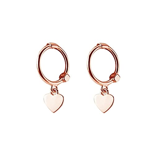 Mini Love Heart Dangle Small Hoop Earrings For Women Teen Girls S925 Sterling Silver Cartilage Small Tiny Cute Sleeper Dainty Huggie Hoops Jewelry Birthday Gifts For Mother Best Friend 14K Rose Gold Plated #TOP18
