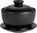 Scifimp蓋付き陶器蒸し碗 400ml 電子レンジ対応 和食器茶碗蒸し/漬物/スープ用 業務用家庭用両用 キッチン多機能調理容器