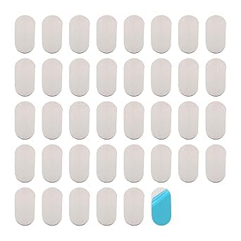 36 Pcs Mini Metal Plates for Magnetic Mount, Adhesive‑Backed Cabinet Light Magnetic Strips, Silver Small Iron Discs for Wall, Phone Holder & DIY Crafts