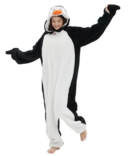 SAMGU Adult Penguin Onesie Costume Plush Fleece Halloween Party Cosplay Suit One Piece Pajamas Large