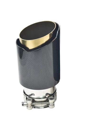 Tuyau de queue de voiture silencieux simple carbone brillant et intérieur doré en 76-101mm