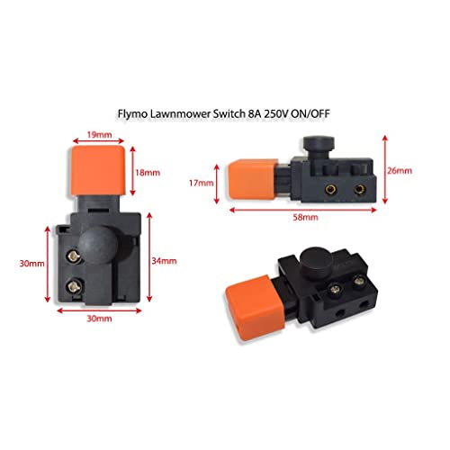 Lawnmower Switch 8A 250V On Off Compatible With Flymo 340 3400 COMPACT HOVERVAC HV2800 LAWNRAKE LRC MICRO Replacement Power Button Spare Part