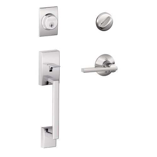 SCHLAGE F60 CEN 625 LAT Century Single Cylinder Handle Set and Latitude Lever, Bright Chrome